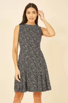 Image of Black Spot Print Skater Dress