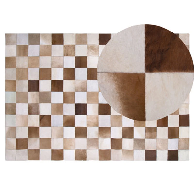 Image of Beliani Rug Solmaz Beige 140 X 200 Cm Leather