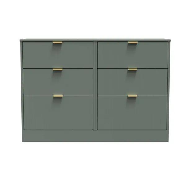 Image of Welcome Furniture Ready Assembled Nashville 6 Drawer Midi Chest In Reed Green NVF015RGRG