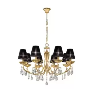 Image of Victoria 2 Crystal Multi Arm Chandeliers With Shades 8 Light 24 Carat Gold