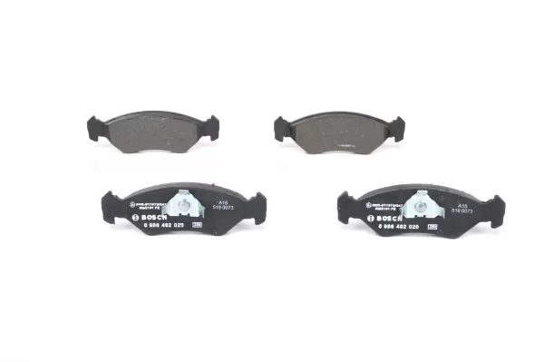 Image of Bosch Brake pad set FORD 0 986 492 020 E190R011075847,1465126,5025048 5025929,6162190,6188427,6203650,91FX2K021AA,91FX2K021AB,YS6J2K021AA,YS6J2K021AB