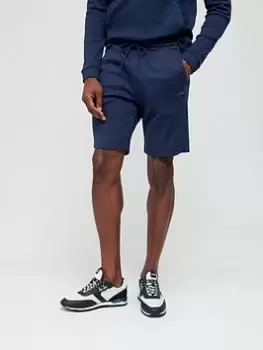 Image of BOSS Boss Headlo Curved Logo Jersey Shorts, Navy Size M Men