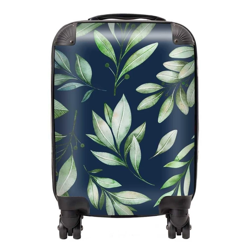 Image of Warren Reed - Designer Watercolor Leaves Suitcase in Green Size: Cabin Green Unisex Cabin