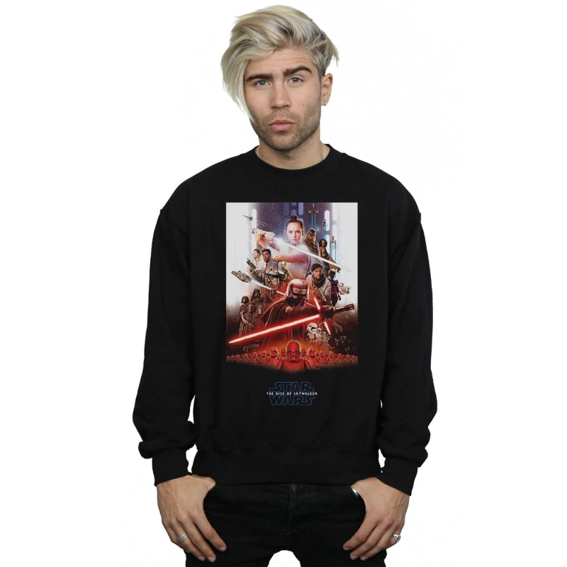 Image of Disney Men Star Wars The Rise Of Skywalker Poster Sweatshirt in Black Size: Small Black S Male 5059400134155