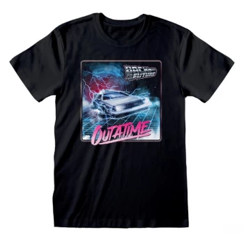 Image of Back To The Future - Outa Time Neon Unisex Medium T-Shirt - Black