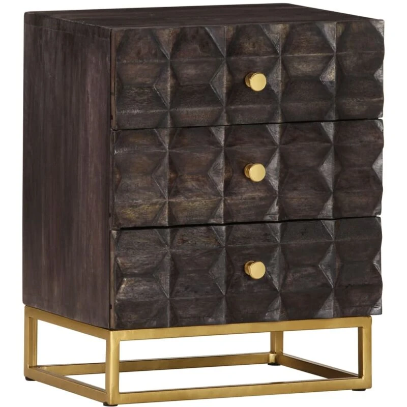 Image of VIDAXL Bed Cabinet Black 40x30x50cm Solid Mango Wood Vidaxl 8720286070734