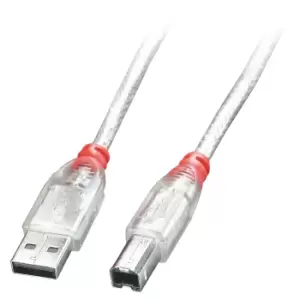Image of Lindy USB 2.0 cable type A/B, tranparent, 3m