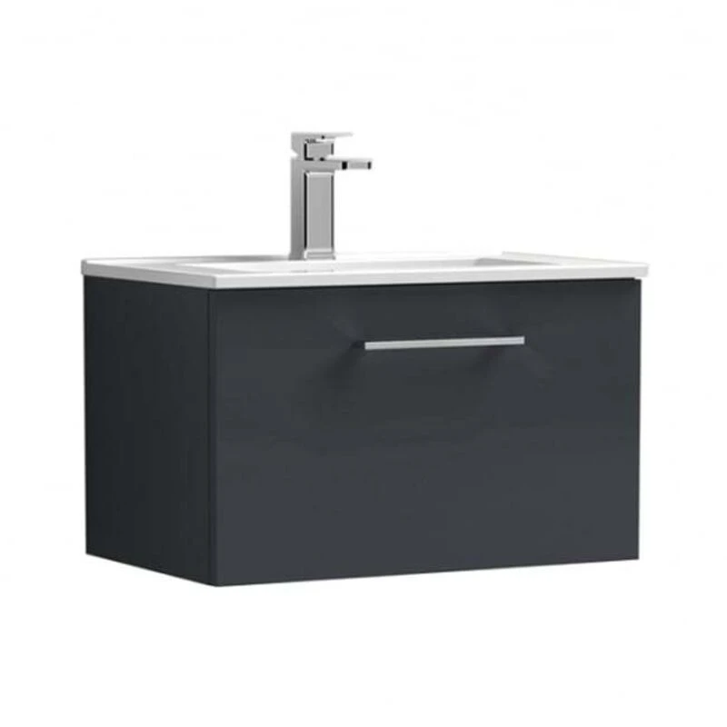 Image of nuie Arno 600mm Wall Hung 1 Drawer Vanity & Basin 2 - Soft Black ARN1422B