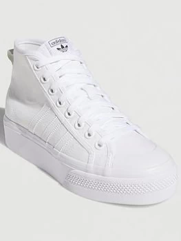 Image of adidas Originals Nizza Platform Mid - White/White/White, Size 7, Women