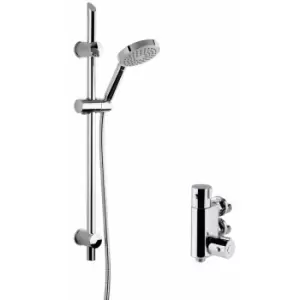 Image of Vertical Thermostatic Bar Shower Valve with Slim Single Function Slider Rail Kit - Chrome - Nuie