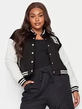 Image of Yours Sweat Bomber Jacket Cropped - Black, Size 20, Women