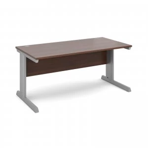 Image of Vivo Straight Desk 1600mm x 800mm - Silver Frame Walnut Top