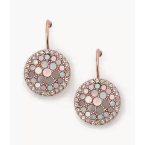 Image of Fossil Womens Val Mosaic Mother-Of-Pearl Disc Drop Earring - Pink / Rose Gold
