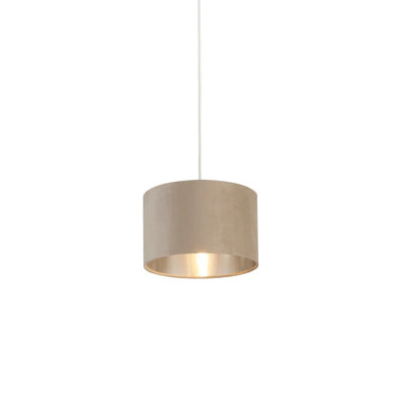 Image of Lighting Collection Verde Taupe Velvet Shade