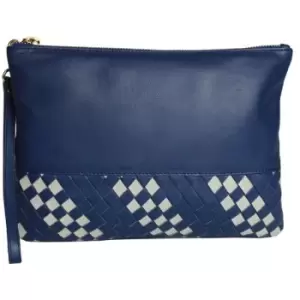 Image of Womens/Ladies Carmen Wave Detail Clutch Bag (One size) (Blue/Stone) - Eastern Counties Leather
