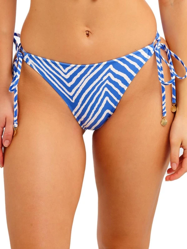 Image of Freya Womens Fiji Falls Tie Side Bikini Brief in Blue Size: 10 Blue Female 10