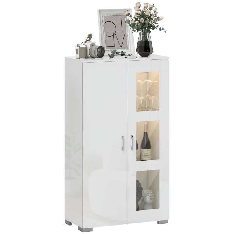 Image of HOMCOM HOMCOM Display Cabinet with Glass Shelves, Sideboard for Living Room, White White One Size Unisex 5063603885325
