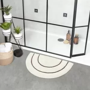 Image of Furn - Semi Circle Braided 100% Cotton Bath Mat, Clay