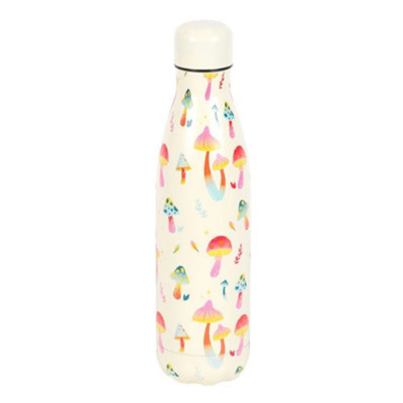 Image of Something Different Something Different Funky Fungi Mushroom Steel Water Bottle in White White One Size Unisex 5063574673167