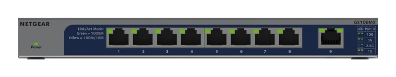 Image of Netgear Netgear GS108MX-100EUS network switch Unmanaged L2 Gigabit Ethernet (10/100/1000) Desktop/Wall-Mounting GS108MX-100EUS