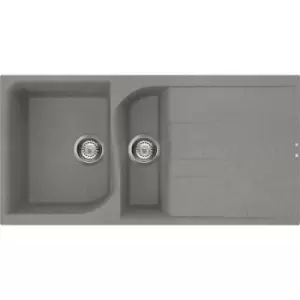 Image of Reginox Ego Reversible Composite Kitchen Sink & Drainer 1.5 Bowl in Titanium Granite Composite