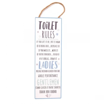 Image of Love Life Wall Plaque - Toilet Rules 30cm