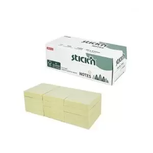 Image of Stickn FSC Sticky Notes 38x51mm 100 Sheets Per Pad Pastel Yellow