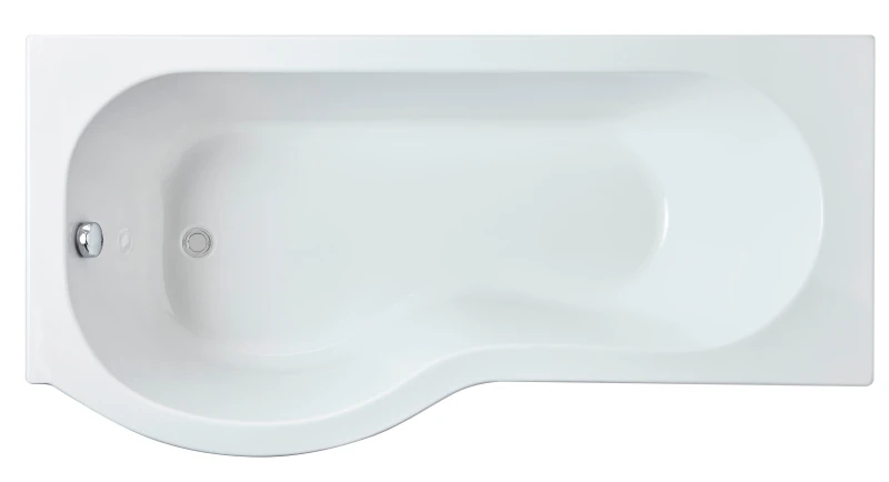 Image of Balterley P Shape Left Hand Shower Bath Tub with Leg Set 1600mm White