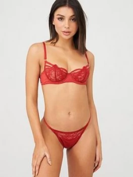 Image of Muse By Coco De Mer Scarlett Balcony Bra - Tango Red