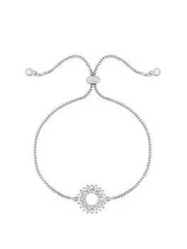Image of Jon Richard Rhodium Plated And Cubic Zirconia Open Toggle Bracelet, Silver, Women
