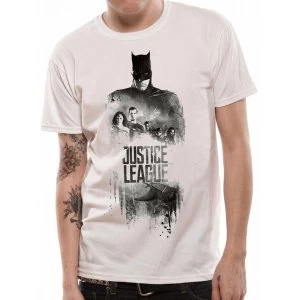 Image of Justice League Movie - Batman Silhouette Mens Small T-Shirt - White