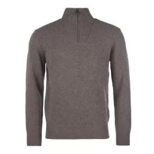 Image of Barbour Mens Essential Lambswool Half Zip Sweater Dark Stone Large