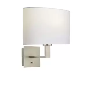 Image of Wall Light Matt Nickel Plate & Vintage White Fabric 60W E27 GLS e10463