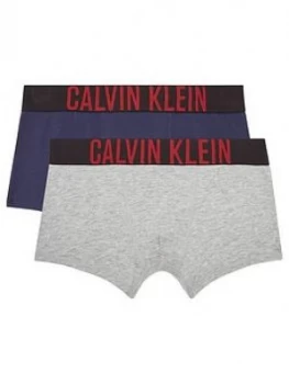 Image of Calvin Klein Boys 2 Pack Intense Logo Boxer - Grey/Navy