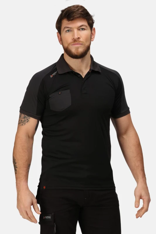 Image of Regatta Mens TT Offensive Wicking Polo in Black Size: Large Black Male L