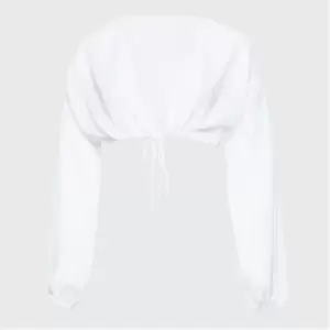 Image of Missguided Plus Size Beach Cover Up Tie Front Top - White