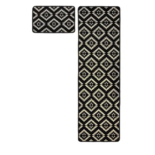 Image of Homemaker Aztec Runner & Doormat Black 57X100Cm & 57X40Cm