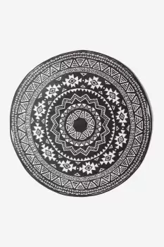 Image of Black and White Motif Design Circular Reversible Outdoor Rug