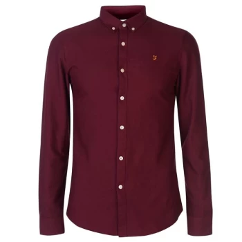 Image of Farah Oxford Long Sleeve Shirt - Red