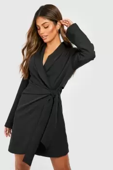 Image of Tie Waist Tailored Blazer Dress