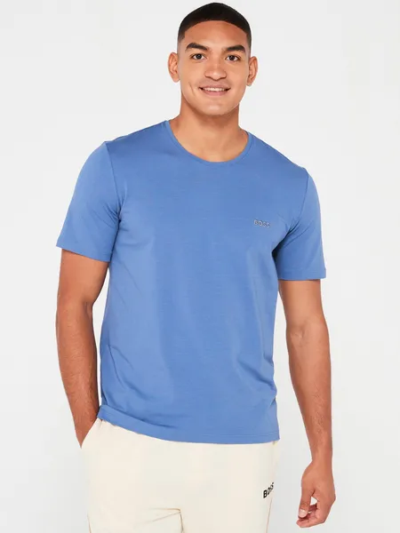 Image of Boss Logo Crew Neck T Shirt Regular Fit T-Shirts S Blue 32329723350