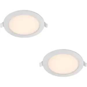 Image of 2 PACK Backlit Recessed Ceiling Downlight - 8W CCT LED - Integrated Control Gear