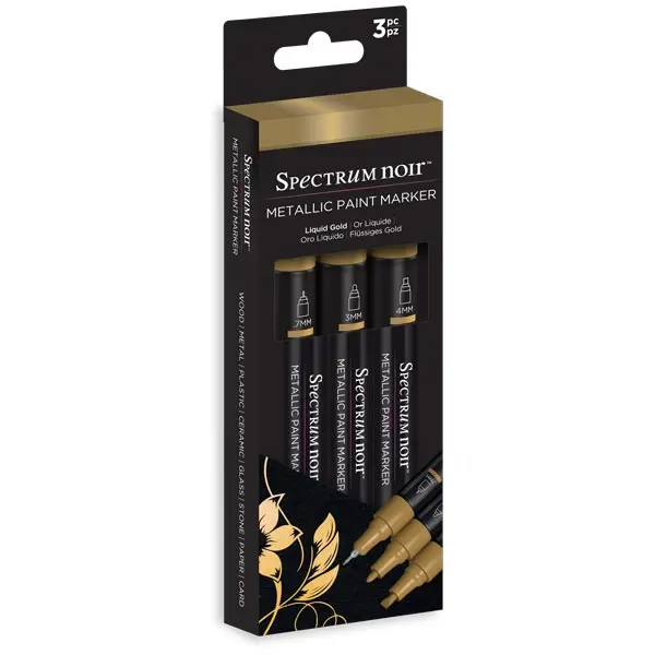 Image of Spectrum Noir Metallic Paint Marker Pen Set Liquid Gold Set of 3