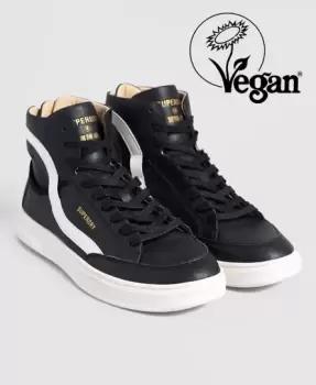 Image of Superdry Mens Vegan Basket Lux Trainers Black / Black/white - Size: 10