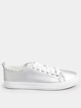 Image of Yours Wide Fit Scalloped Edge Trainer Silver, Size 5E, Women