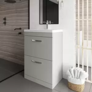 Image of Nuie - Athena Floor Standing 2-Drawer Vanity Unit with Basin-1 600mm Wide - Gloss Grey Mist