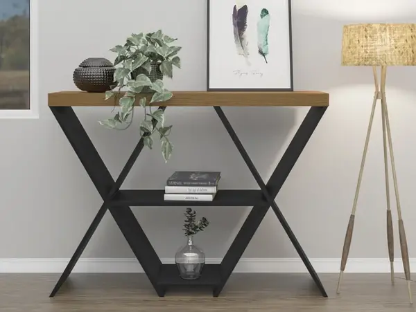 Image of Seconique Naples Black and Pine Console Table