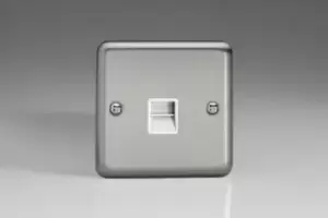 Image of Varilight Classic 1 Gang Telephone Master Socket with White Inserts (Single XSTMW) - Matt Chrome - XSTMW