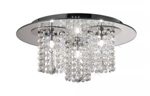 Image of Flush Ceiling 3 Light Polished Chrome, Mirror, Crystal