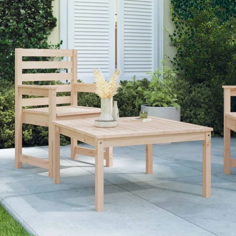 Image of vidaXL Garden Table 82.5x82.5x45cm Solid Wood Pine, Brown 824120